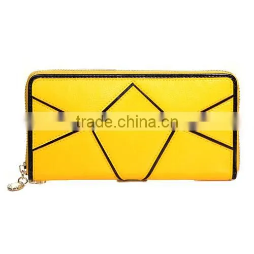 2014 Ladies Women Color Match New Fashion Genuine Leather Long Style Wallet (BCN016)