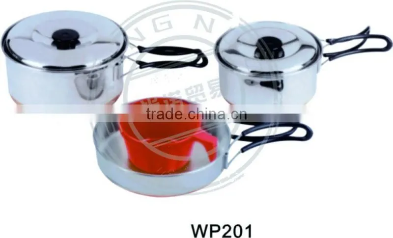 copper-plated bottom outside cookware with fry pan and plastic cup