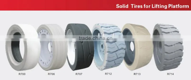white smooth Solid Tire Type and ISO Certification tire for lifing platform