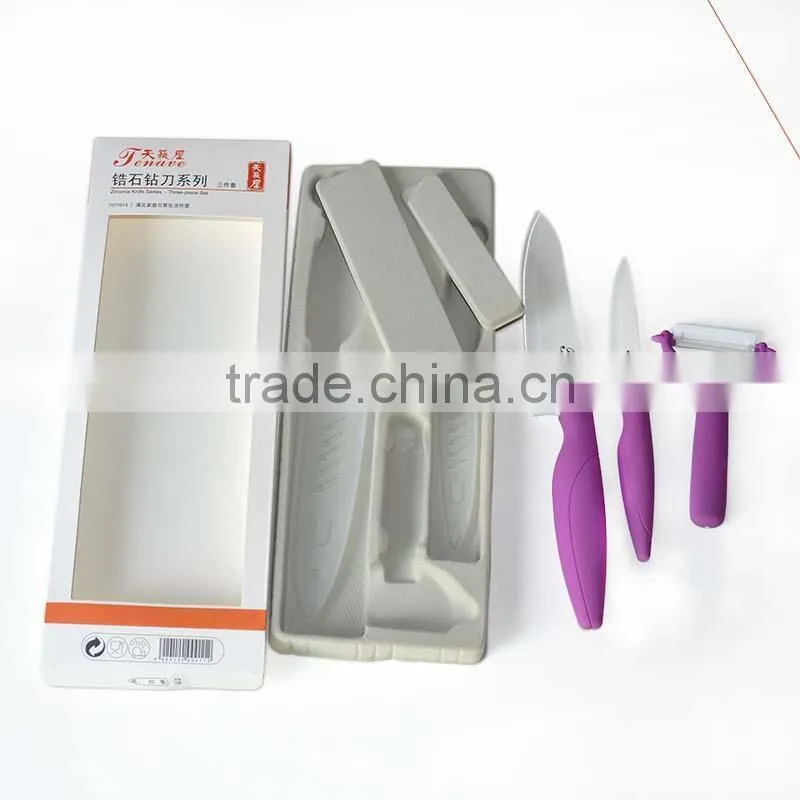 3 Piece Zircon ceramic Paring knife, fruit knife (4'+6'+slice kitchen knife)