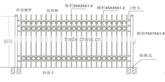 modern style stainless security railings/square pipe railing/models iron railing