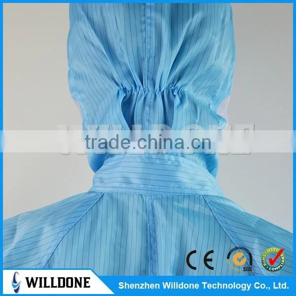 2017 Cleanroom ESD Antistatic Clothes Coverall with cap
