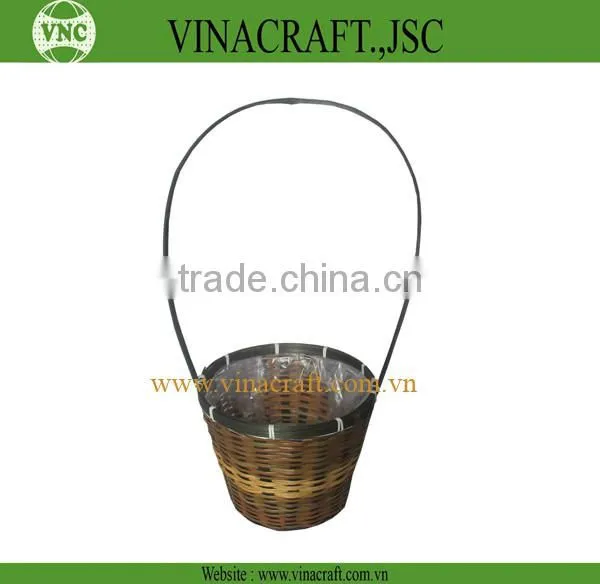 Bamboo flower basket with handle
