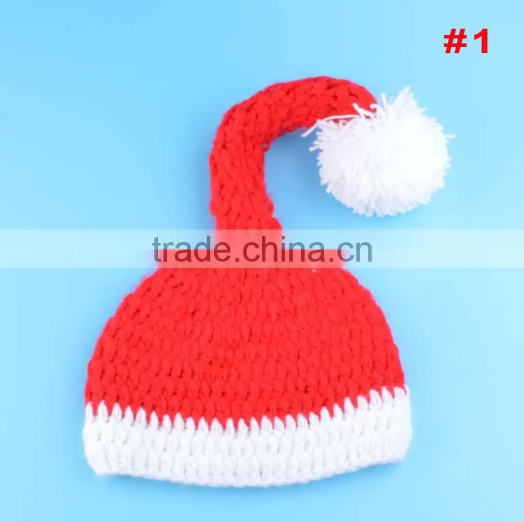 Crochet Christmas Costume Hat&Diaper/Pants Set Newborn Baby Photo Props Toddler Santa Photography Props