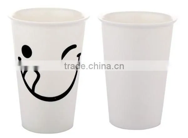 White porcelain sublimation smile cup for drinking coffee