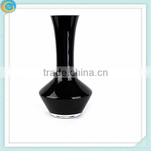 antique black glass vase ,long stem glass flowers,vase for wedding decoration