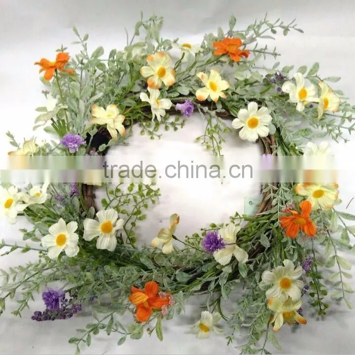 import china products artificial flower wreath with leaves