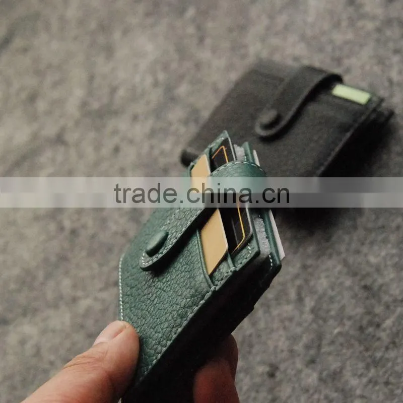 Litchi Stria Factory Direct Wholesale Leather Card Holder Customize Cards Bag with Buckle
