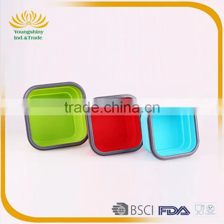 Silicone collapsible biodegradable lunch box