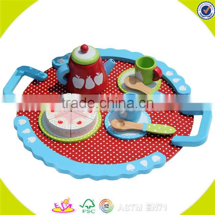 Wholesale funny pretend baby wooden tea sets toy interesting toddler wooden tea sets toy W10B050