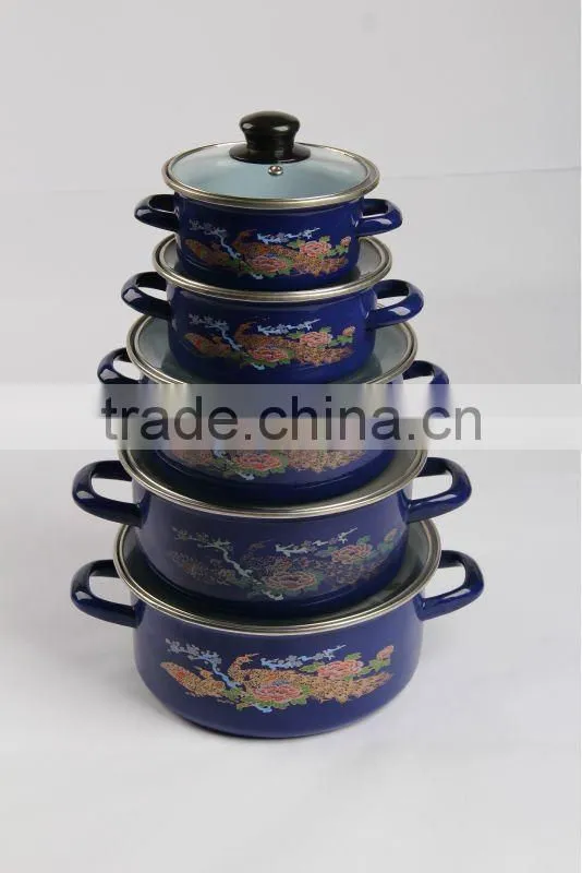 673DG 16-24CM enamel casserole cookware with glass lid