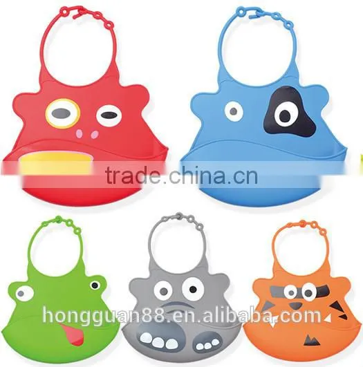 1pc New Kid Infant Baby Washable Silicone Feeding Bib Cute Cartoon Patterns Bib
