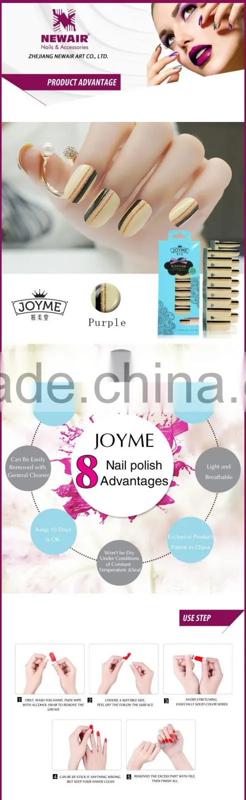 New Air Self-Adhesive Decorative Fashion Style Tattoo Waterproof Nail Polish Sticker