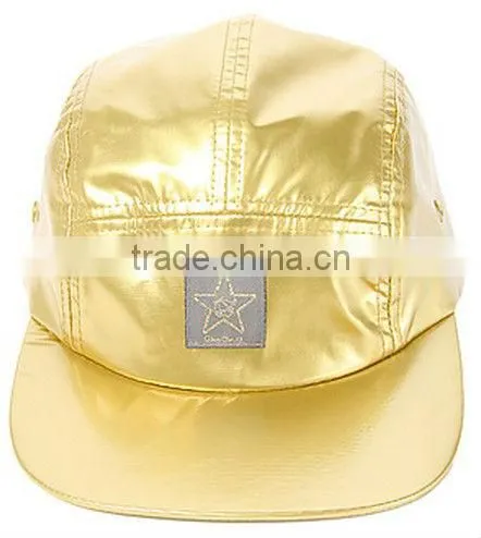 Gold water proof custom 5 panel wholesale hip hop hats