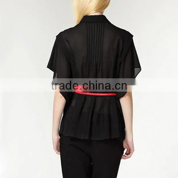 High fashion trendy designed batwing sleeves female office uniform designs ladies fancy tops