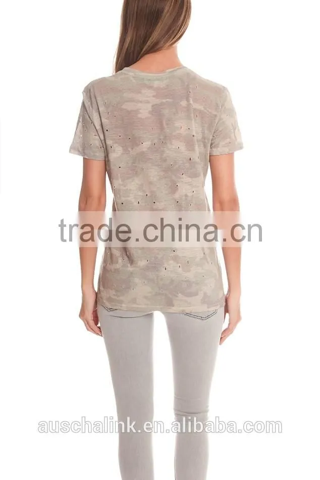 best selling lady sublimation camo t-shirt customized cheap price