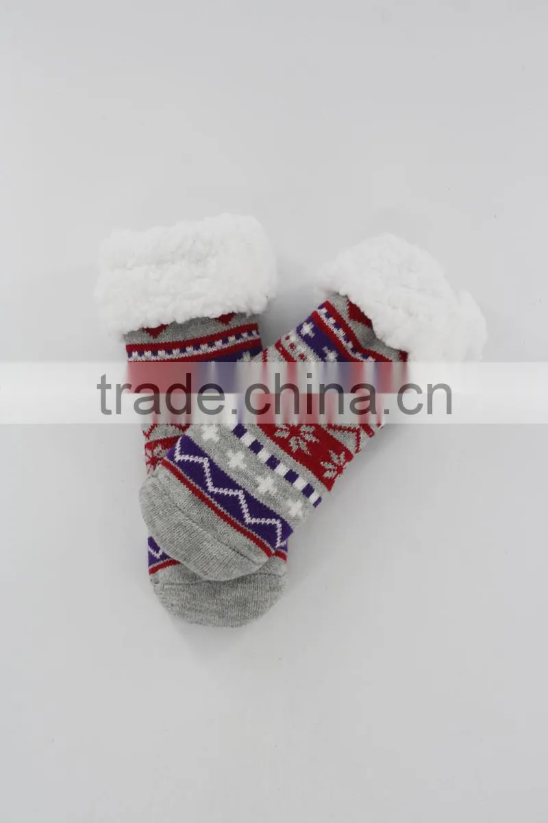 Acrylic faux fur indoor adult slipper socks