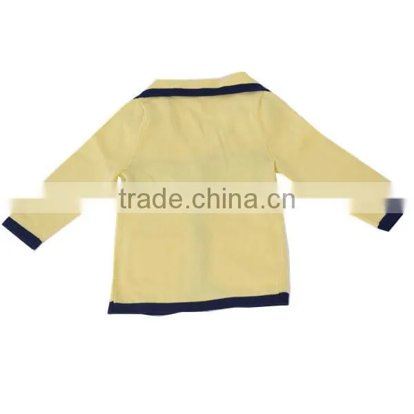 2014 New turn-down collar girl's jacquard two-stone sweater