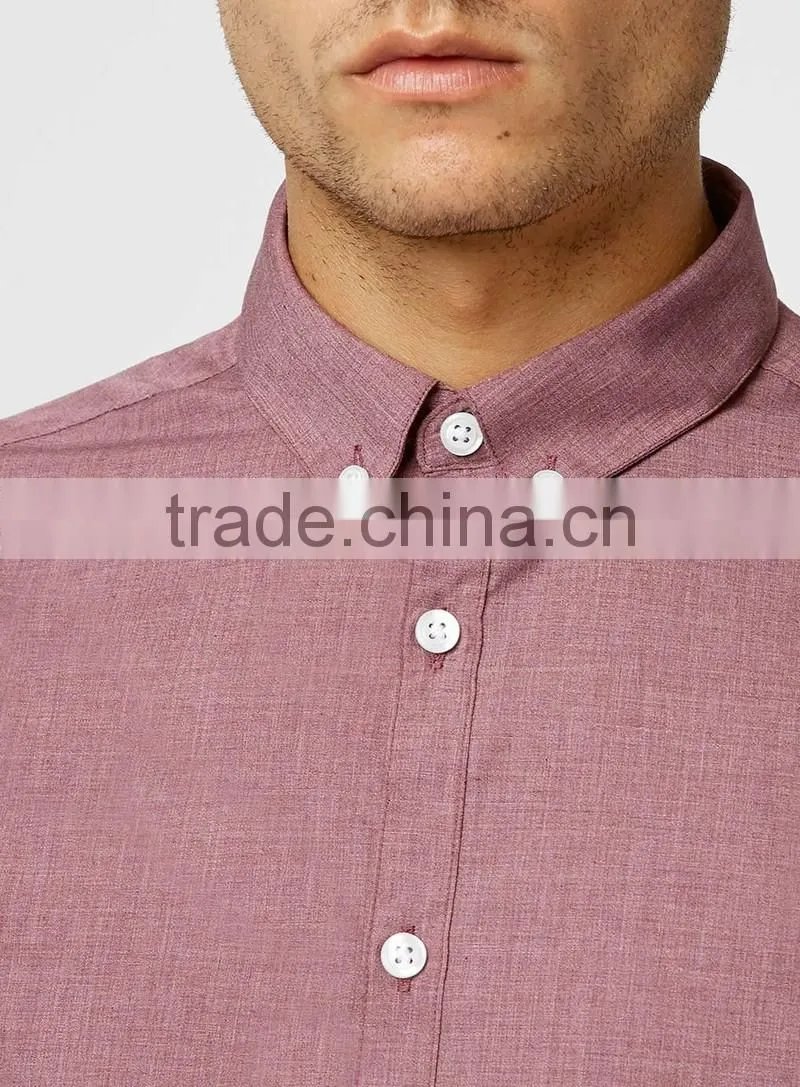mens Burgundy Button Down Long Sleeve office Shirt
