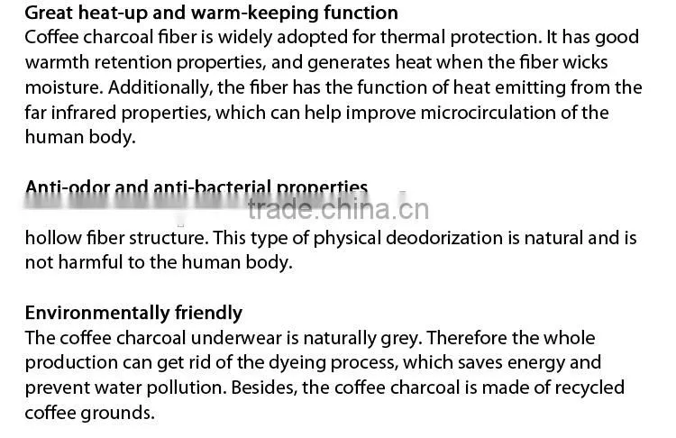 Coffee charcoal thermal underwear Heat Generating