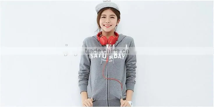 Female section hemp grey cultivate one's morality version hooded cardigan fleece jacket