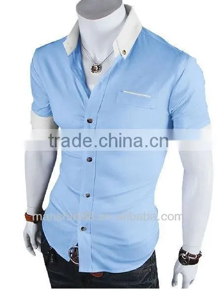 men's Slim fit short sleeve casual shirt