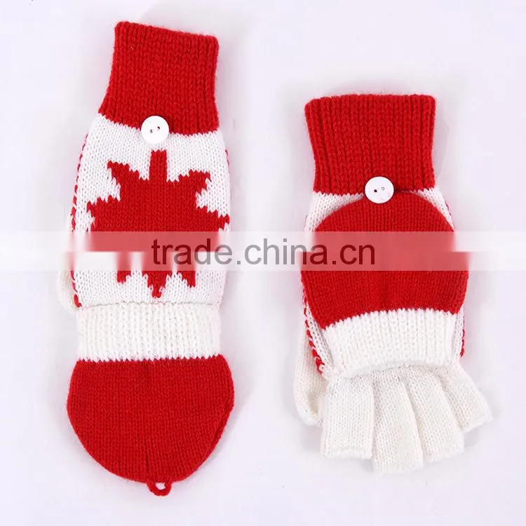 Jacquard football double layers scarf hat gloves woven acrylic sets