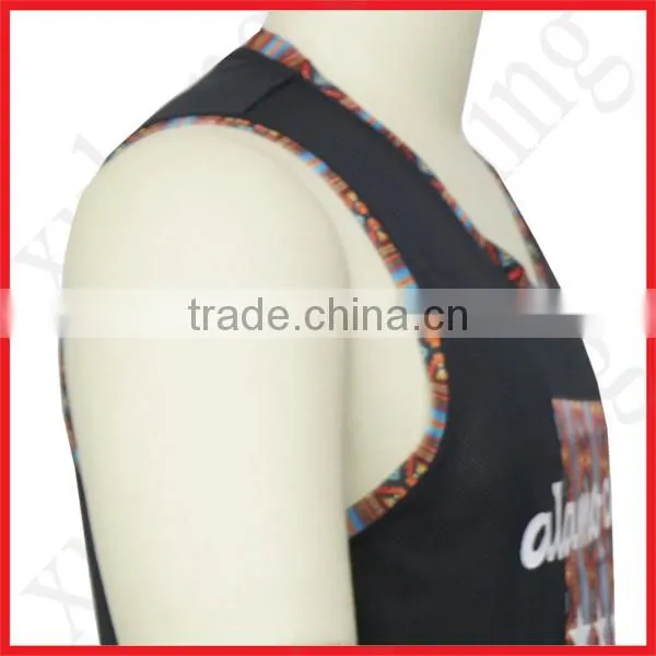 New fashion O-neck printing black t-shirt without sleeves