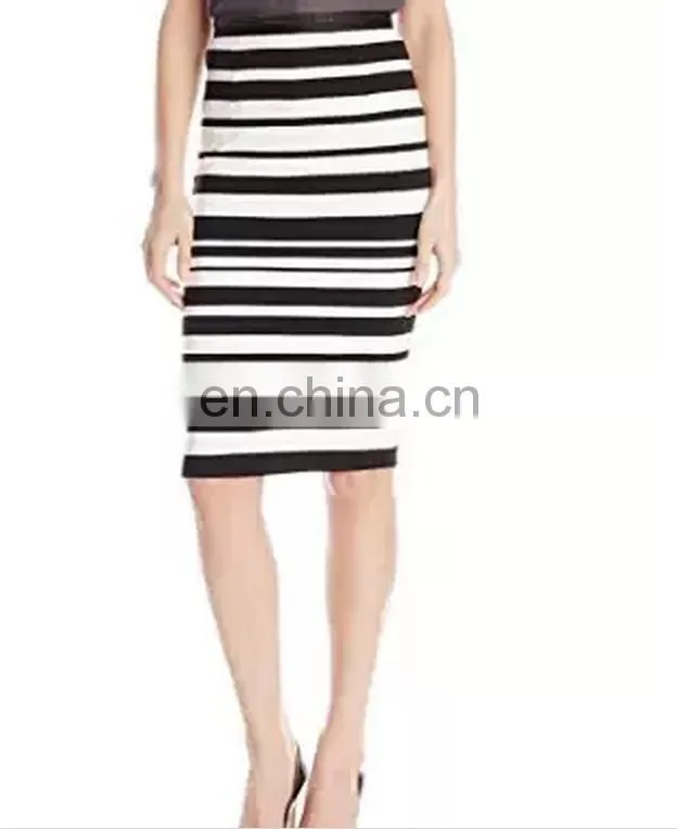 Women's Striped Skirt with Center-Back Zipper