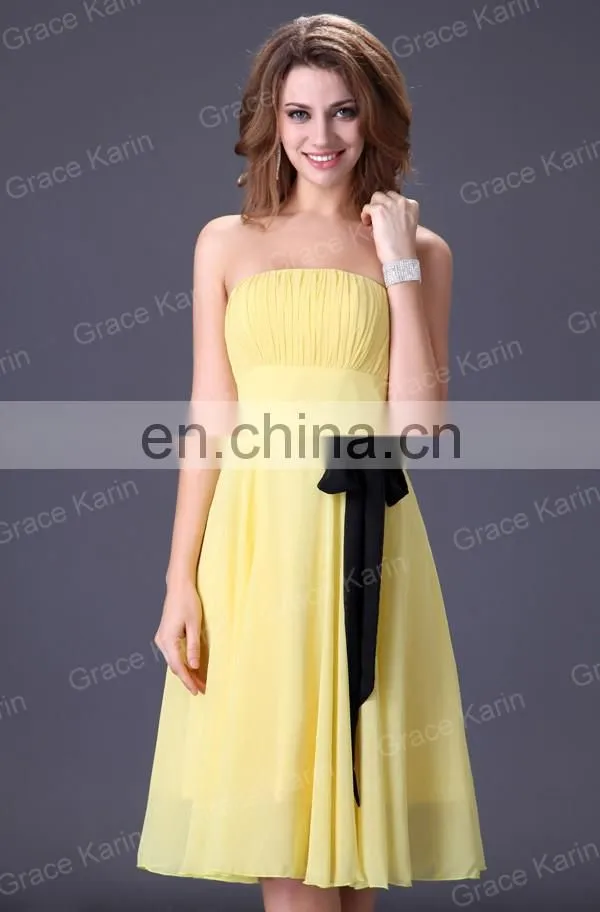 Grace Karin Strapless Knee Length Chiffon Bridesmaid Dress CL4096