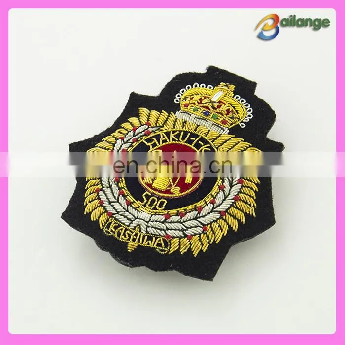 fashion bullion wire garment military embroidery patches badge for blazer
