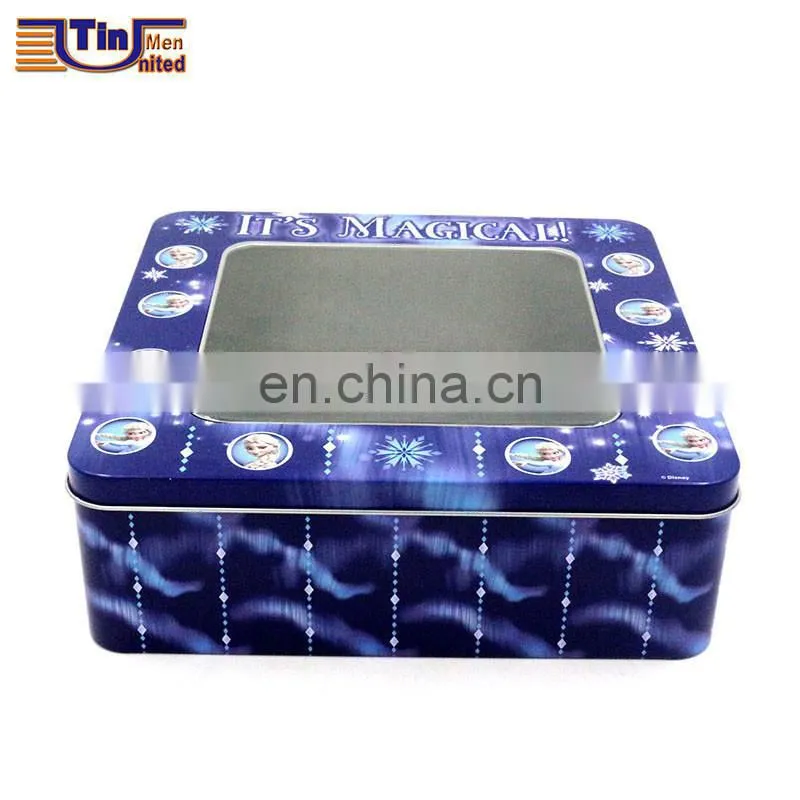 Large Square Food Storage Tin Box with A PET Window