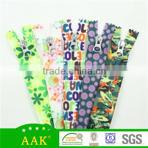 5# nylon fancy waterproof closed end zipper printed zipper tape