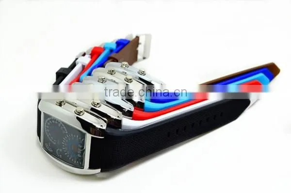 Flashing blue lights silicone flight military watches for men