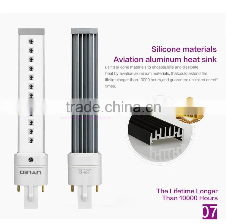 Factory Sale New 405nm 9w nail uv lamp bulb for Nail Art/Nail Curing Replacement for UV Bulb 12s Curing Time 10000h Long Life