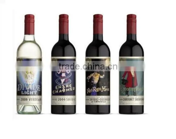 China factory custom white and red wine bottle sticker