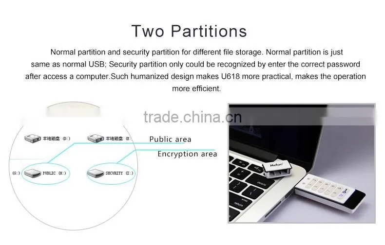 Netac U618 Safe and reliable U-safe keyboard encryption USB flash drive