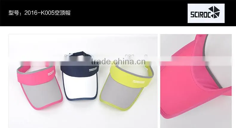 2016 new design fashion colorful custom visor topless caps hats