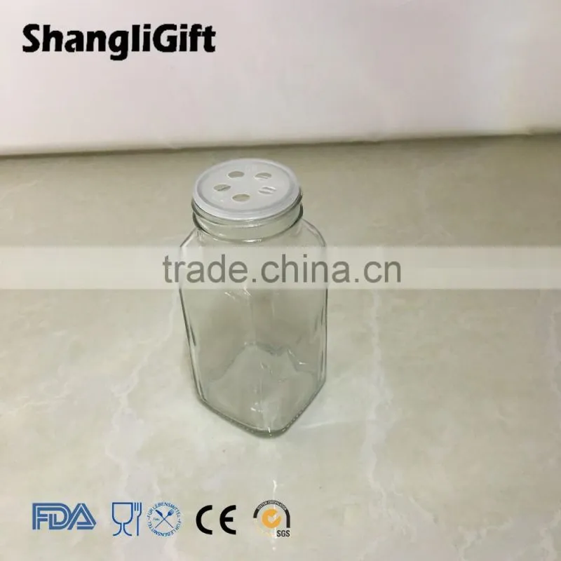 185ml clear glass spice jar pepper bottle with shaker