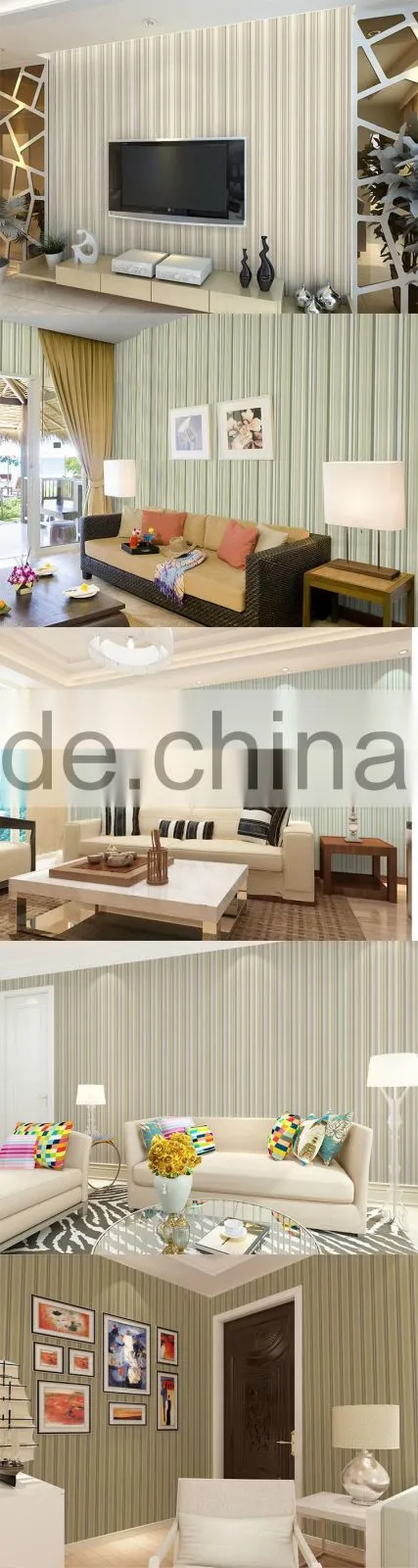 Professional Manufacturer Eco-Friendly Classic Stripe Style Style PVC Material Latest Design Waterproof Designs Wallpaper