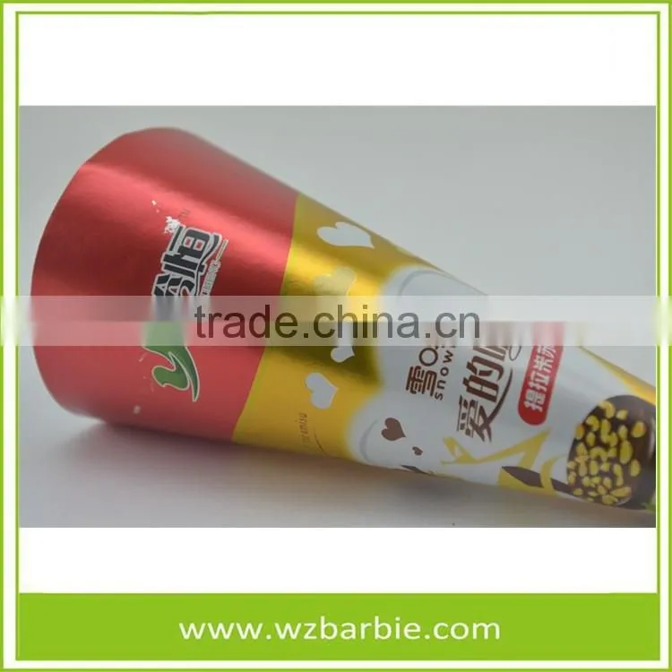 Paper Cone Sleeves With Aluminum Foil Coat For Ice Cream