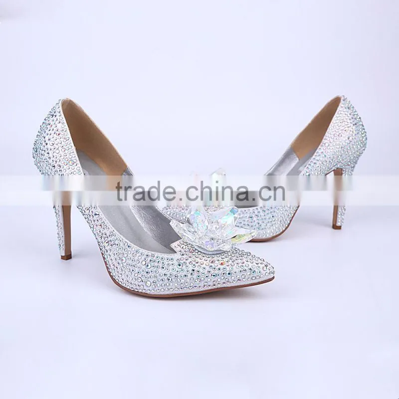 Bridal wedding shoes strass women high heel shoes small crystal stone shoes for wedding / party