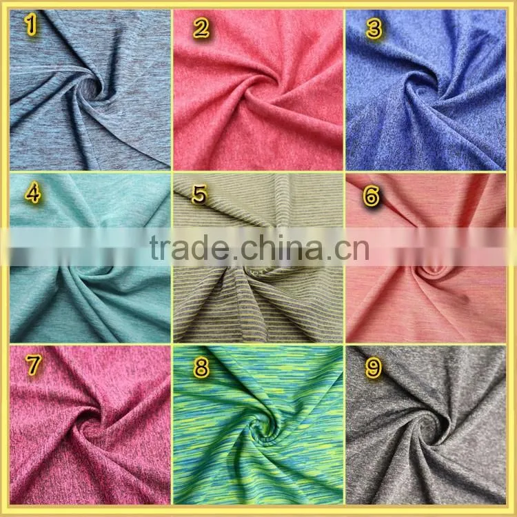 Weft knitted poly nylon spandex composite yarn dye look fabric