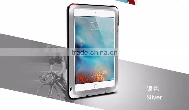 Love Mei Metal Polymer Powerful Gorilla Glass Waterproof Shockproof Dirt proof Protective Cover Case For iPad Mini 4 TB-0148
