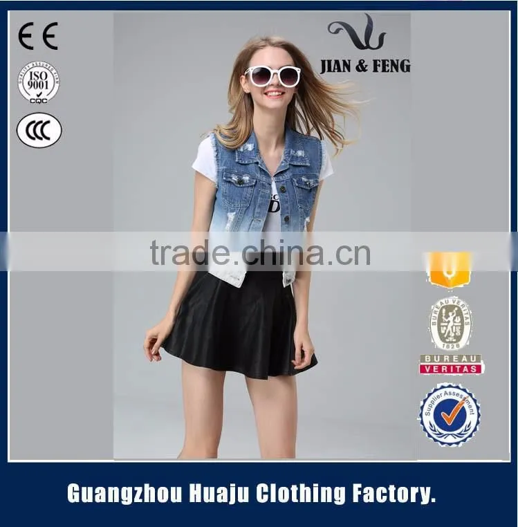 Garment Factory 100% cotton fashion safety europe denim vest wholesale