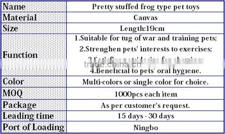 Pretty stuffed frog type pet toys