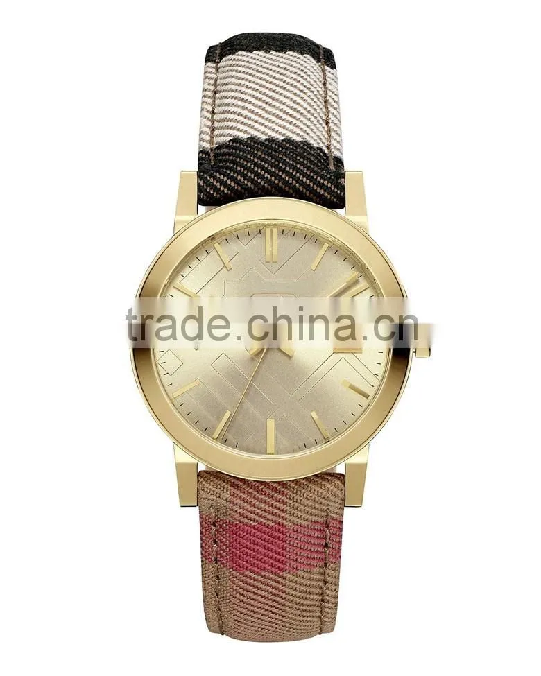 Classic fabric check strap watch lover couple watches