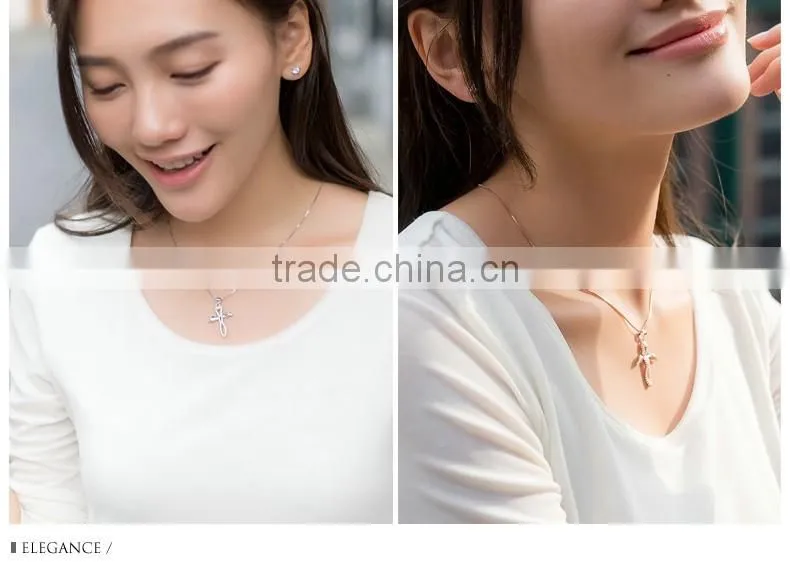 Rose gold plated 925 silver cross necklace