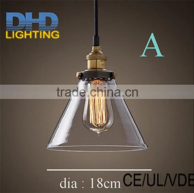 Light bulb pendant light copper glass restaurant pendant light single pendant light vintage retractable wall lamp american style