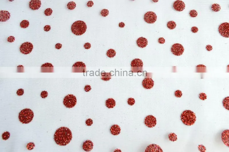 Polyester Tulle Metallic Printed Fabric for Decoration and Dress DSN337